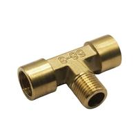 1 pieza de accesorios de tubería de latón BSP, rosca macho y hembra, codo recto, 3 vías, 4 vías, junta de tuerca, adaptador de conector de latón(Tee-FMF,1/2")