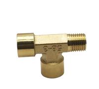 1 pieza de accesorios de tubería de latón BSP, rosca macho y hembra, codo recto, 3 vías, 4 vías, junta de tuerca, adaptador de conector de latón(Tee-FFM,1/8")