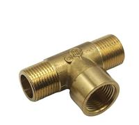 1 pieza de accesorios de tubería de latón BSP, rosca macho y hembra, codo recto, 3 vías, 4 vías, junta de tuerca, adaptador de conector de latón(Tee-MFM,3/8")
