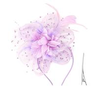 1 Pieza De Accesorios Para El Cabello, Diadema De 1 Parte Y 1 Pieza De Piel De Cabello, Diadema, Mujer -Tea -Party Head Cover, Casco De Color Púrpura, Sombrero De Boda.