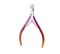 1 pieza de acero inoxidable, tijeras de manicura con degradado para cutículas y pedicura, con empujador de metal arcoíris, 3, BH01