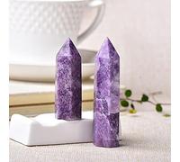 1 pieza de adorno de torre de cuarzo púrpura Obelisco de punto de cristal natural para decoración del hogar pirámide de piedra energética regalo-Lapidolita natural_50-60mm