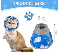 1 Pieza De Anillo De Protección Para Gatos Y 1 Pieza De Collar Azul, Funda Protectora Postoperatoria Para Mascotas, Herramienta De Protección Del Cuello, Arnés Práctico Contra Lamer Y Morder Mascotas.