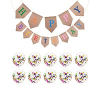 1 Pieza De Bandera Mabra De Cumpleaños Con Palabras Coloridas, 10 Piezas De Globos De Colores, Banderines De Cumpleaños, Pancarta De Feliz Cumpleaños, Banderines De Tela