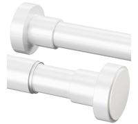 1 pieza de barra de ducha sin perforación, barra de ropa sin perforación ajustable, barra telescópica para armario, baño, balcón, cortina de ducha - 48-70cm φ25mm Blanco