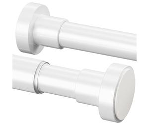 1 pieza de barra de ducha sin perforación, barra de ropa sin perforación ajustable, barra telescópica para armario, baño, balcón, cortina de ducha - 48-70cm φ25mm Blanco