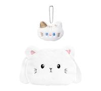 1 Pieza De Bolsa De Cuerpo Cruzado De Gato Blanco, 1 Pieza De Cole De Gatos, Lindo Animal De Dibujos Animados, Correa Para Hombro Ajustable, Bolso De Pelusa De Lujos De Lujo Para Niños.