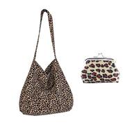 1 Pieza De Bolso De Hombro Con Estampado De Leopardo Y Billetera De Monedas De 1 Pieza, Bolso De Hombro De Gran Capacidad, Bolsa De Personalidad Retro, Accesorios Para Mujeres.