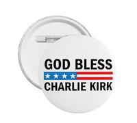 1 pieza de botones con la frase "Dios bendiga a Charlie Kirk", insignias circulares, pines redondos para el pecho.
