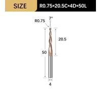 1 pieza de brocas for tallado CNC 3D, fresa de punta esférica cónica, fresa de carburo sólido, brocas for tallado CNC, brocas for grabado en espiral, fresado de metal(R0.75x20.5Cx4Dx50L)
