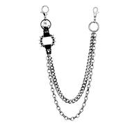 1 Pieza De Cadena De Pantalones Con Remaches, Cadena De Metal De Doble Capa, Cadena De Pantalones De Moda Personalizada, Accesorio De Estilo Punk Unisex