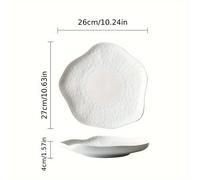 1 Pieza de Cerámica Estilo Francés con Forma Irregular - Elegante Asimétrico para Filetes, Ensaladas, Pasta, Postres - Ideal para Todo Tipo (Moderno para Ocasiones Especiales o Uso Diario)