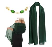 1 Pieza De Chal Verde Y 1 Clip Verde, Bufanda De Gasa Ligera Y Transpirable, Toalla De Protección Solar Para Viajes De Verano, Adecuada Para La Cena, Vestido De Novia A Juego.