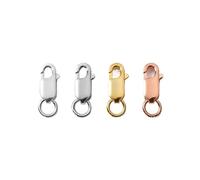 1 Pieza de Cierre de Langosta de Plata Maciza 925 auténtica, con Resorte, Ganchos, Garras, Accesorios for joyería, Cierre con Hebilla de Anillo sellada.(Gold,8mm)