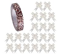 1 Pieza De Cinta Con Estampado De Leopardo Y 20 Piezas De Rafia Blanca Para Decoración De Regalo, Embalaje, Artesanal Y Bricolaje