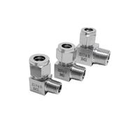 1 pieza de codo macho de acero inoxidable 304 con doble casquillo, diámetro exterior de tubería de 6-12 mm, conector de rosca BSPT de 1/8", 1/4", 3/8" y 1/2".(4mm,3-8 BSPT)