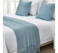 1 Pieza de colchas de Color sólido con borlas, Corredores de Cama, Bufandas, Mantas de Cama Modernas para pie de Cama, tamaño King, decoración del hogar