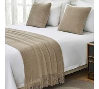 1 Pieza de colchas de Color sólido con borlas, Corredores de Cama, Bufandas, Mantas de Cama Modernas para pie de Cama, tamaño King, decoración del hogar