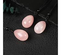 1 pieza de colgante de cuarzo rosa con gema natural, colgante de piedra curativa de huevo, collar con colgante de cristal, regalo DIY, joyería para mujer, cuarzo rosa, 1 pieza