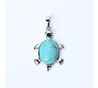 1 pieza de colgantes de cuentas de piedras naturales de tortuga Animal para collar, encantos de tortuga plateados, hallazgos de joyería, turquesas