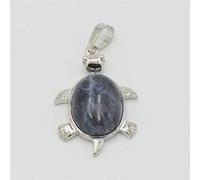 1 pieza de colgantes de cuentas de piedras naturales de tortuga animal para collar, encantos de tortuga plateados, hallazgos de joyería, sodalita