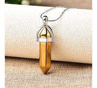 1 pieza de collar de cristal chapado en colores collar con colgante de cuarzo natural punta de cristal para hombres y mujeres joyería-dorado