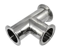 1 pieza de conector en T de 3 vías de acero inoxidable SS316, diámetro exterior de 19 mm a 57 mm, virola sanitaria, accesorio de tubería de 0,75" a 2,25" con abrazadera triple(38mm x Ferrule 50.5)