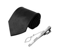 1 pieza de corbata de seda para hombre, 1 pieza de clip de corbata, corbata de color sólido, corbata de negocios, ropa formal para hombre, adecuada para festivales, bodas y otras ocasiones (negro)