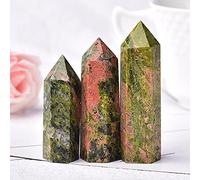 1 pieza de cristal de unakita natural, piedra de energía curativa, varita de cristal de cuarzo, manualidades, obelisco de 50-80mm para decoración del hogar, pirámide-Unakite_50-60mm