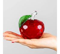 1 pieza de cristal facetado Apple pisapapapeles de vidrio para regalos, manualidades, arte y colección, decoración de Navidad, rojo, 40 mm