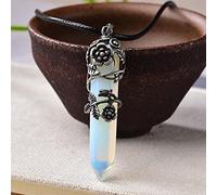 1 pieza de cristal Natural, colgante de punto de cristal de cuarzo rosa, piedra, flor de Metal, joyería Mineral, pareja, amantes ornamentales, regalo, joyería-ópalo