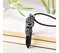 1 pieza de cristal Natural, cuarzo rosa, colgante de punto de cristal, piedra, flor de Metal, joyería Mineral, pareja, amantes ornamentales, regalo, joyería-obsidiana