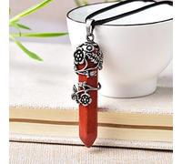 1 pieza de cristal Natural, cuarzo rosa, punto de cristal, colgante de piedra, flor de Metal, joyería mineral, pareja, amantes ornamentales, joyería de regalo, jaspe rojo