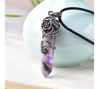 1 pieza de cristal Natural, cuarzo rosa, punto de cristal, colgante de piedra, flor de Metal, joyería mineral, pareja, amantes ornamentales, regalo, joyería, amatista
