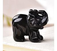 1 pieza de cristal natural de cuarzo rosa elefante amatista obsidiana animales piedra artesanía pequeña decoración del hogar regalo de Navidad, obsidiana