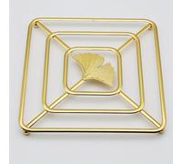 1 pieza de cuadrada de metal dorado de 19 cm/7.48 pulgadas para aislamiento térmico, metal con hoja en relieve, tapete resistente al para restaurante, cocina, comedor, regalo de inauguración de casa