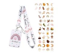 1 Pieza De Cubierta De Tarjeta De Cordón Arcoiris Y 50 Pegatinas Decorativas De Dibujos Animados, Cubierta De Tarjeta Linda Y Divertida, Accesorios De Identificación.