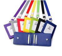 1 pieza de cuero soporte de tarjeta de crédito Id Card Case Holder Útil Monedero con correa para el cuello Collar titular de la tarjeta de visita Id insignia Multi ranura para tarjeta titular