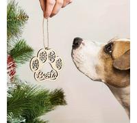 1 pieza de decoración navideña de madera personalizable | Diseño de gato o perro y copo de nieve, personalizados "Luma" y "Berta", para decoraciones colgantes de fiestas (árbol de Navidad, )