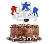 1 pieza de decoración para tarta de hockey con texto en alemán "Alles Gute zum Geburtstag Schild KuchenTopper Hockeyspieler Kuchendekorationen für Sport-Themen-Jungen-Mädchen Geburtstagsfeier-Zubehör