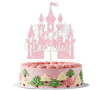 1 pieza de decoración para tartas con diseño de copo de nieve con purpurina Happy Birthday Cake Topper invierno copos de nieve temáticos decoración para tartas de bebé ducha niña cumpleaños boda