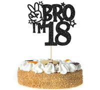 1 pieza de decoración para tartas con texto en inglés "Brother I'm 6 Cake Topper Glitter Star Happy 6th Birthday Cake Pick Bro I'm 6 Cake Decoration It's My 6th Birthday" para niños de 6 años (negro