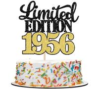 1 pieza de decoración para tartas de edición limitada de 1955 con purpurina, 70 años, 70, fabuloso adorno para tartas para hombres y mujeres, decoración de cumpleaños, color negro y dorado