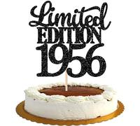 1 pieza de decoración para tartas de edición limitada de 1955 con purpurina, 70 años, 70, fabuloso adorno para tartas para hombres y mujeres, cumpleaños, fiesta, decoración de tartas, color negro