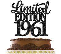 1 pieza de decoración para tartas de edición limitada de 1960 con purpurina, 65 años, 65 años, 65 y fabuloso adorno para tartas para hombres y mujeres, cumpleaños, fiesta, decoración de tartas, color