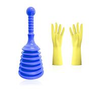 1 pieza de desatascador de lavabo con 1 par de guantes de limpieza, extracción de inodoro, desbloqueador de tuberías, adecuado para cocina, baño, lavabo, tubería de agua (azul)