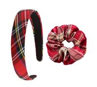 1 Pieza De Diadema A Cuadros, 1 Pieza De Anillo De Cabello De Intestino Grande A Cuadros, Banda De Cabello De Tela Simple Clásica, Decoración De Fijación Del Estilo De Cabello