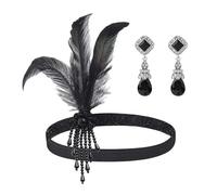 1 Pieza De Diadema De Borla De Plumas Y 1 Par De Aretes De Diamantes De Imitación, Joyas Vintage, Accesorios De Juego De Roles, Accesorios De Vestuario Disfrazados.