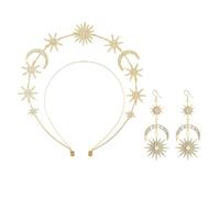 1 Pieza De Diadema De Halo, 1 Par De Aretes, Sol, Estrellas, Joyería De Luna, Joyería De Moda De Encanto Femenino, Diadema De Corona, Accesorios Creativos De Ropa.