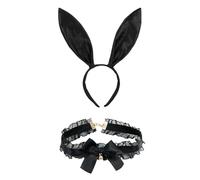1 Pieza De Diadema De Oreja De Conejo Negro, 1 Pieza De Collar De Campana Ajustable, Accesorios De Juego De Roles, Accesorios De Ropa Para Mujeres Sexy Y De Moda.